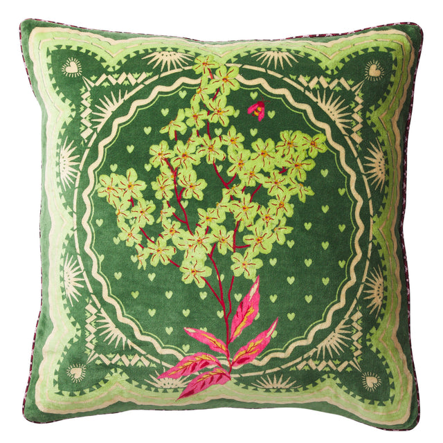 Marnie Velvet Cushion - Hunter Green Feather Insert