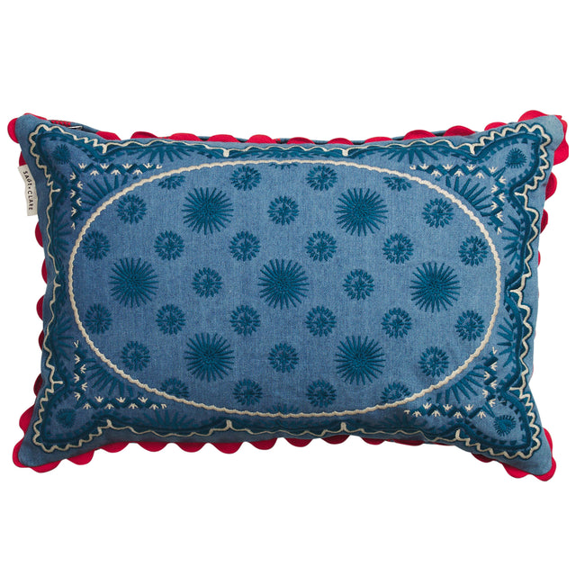 Anneliese Reversible Denim Cushion - Poppy Feather Insert