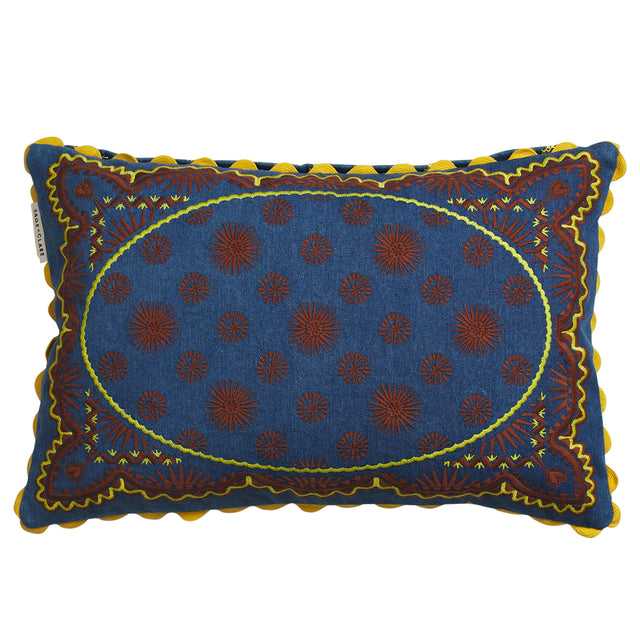 Anneliese Reversible Denim Cushion - Peridot Feather Insert