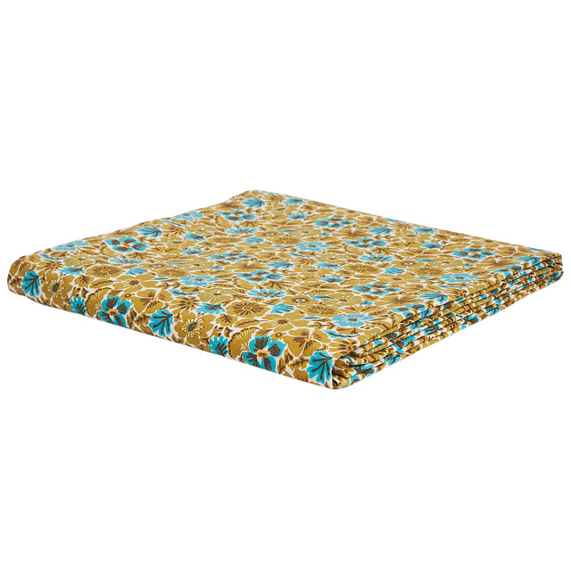 Magnolia Cotton Sheets - Turquoise Fitted Sheet / Cot