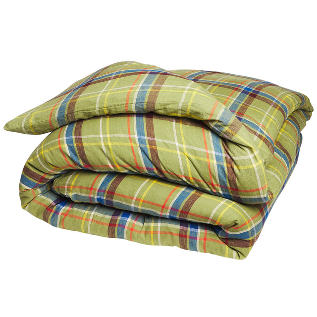 Frances Linen Quilt Cover - Moss Queen