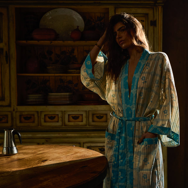Bonny Cotton Robe - Turquoise