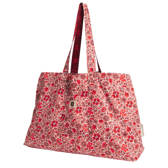 Magnolia Reversible Cotton Tote Bag - Poppy