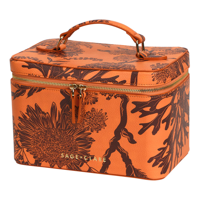Delphine Large Vanity Case - Vivid Coral