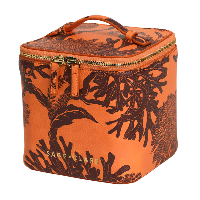 Delphine Small Vanity Case - Vivid Coral