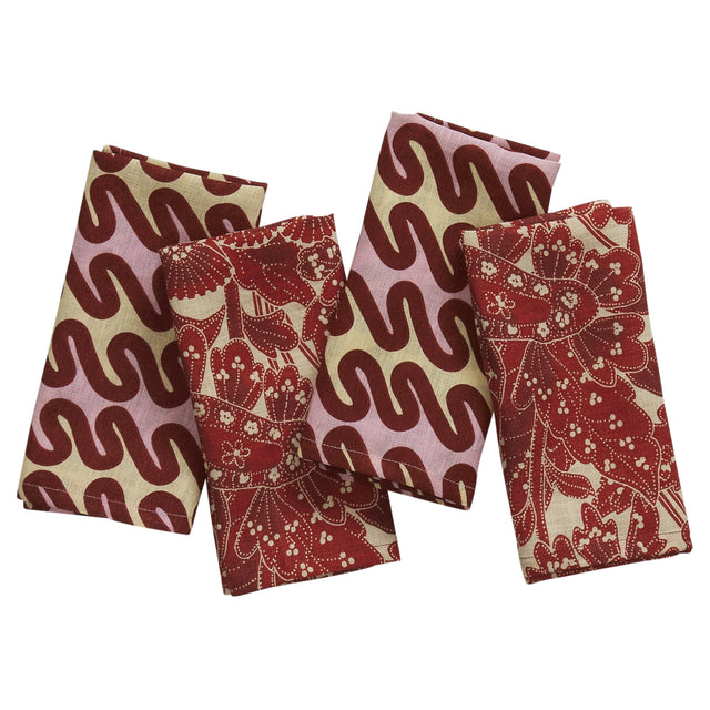Lucia Napkin Set - Crimson