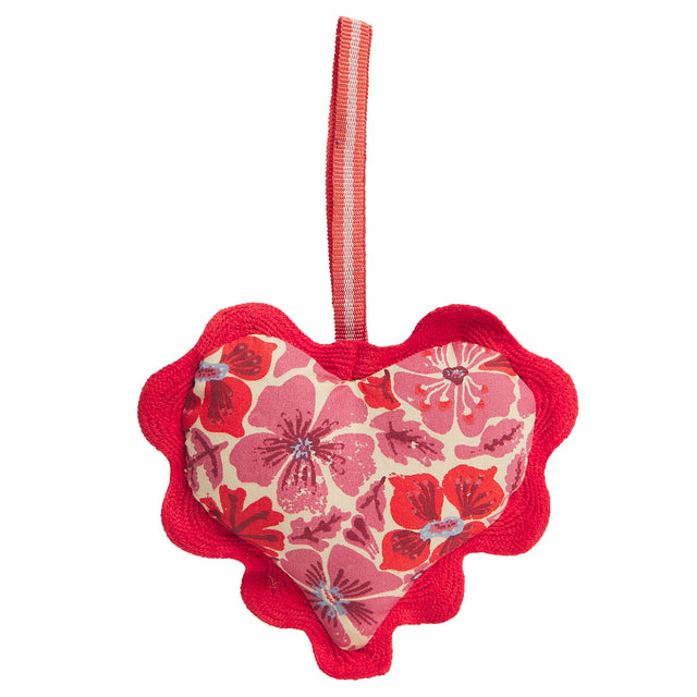 Magnolia Cotton Heart Decoration - Poppy